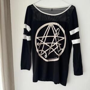 Disturbia HP Lovecraft shirt, long sleeve top Goth women size S Gothic Satanic